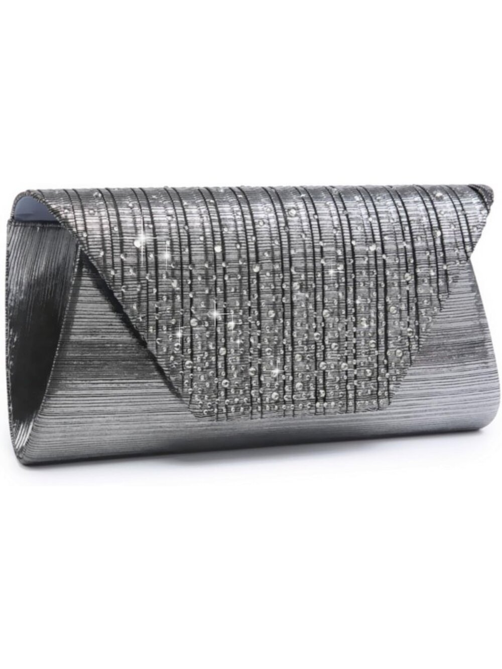 Women’s Grey Clutch Purse With Detachable Chain Wedding Formal Evening Bag